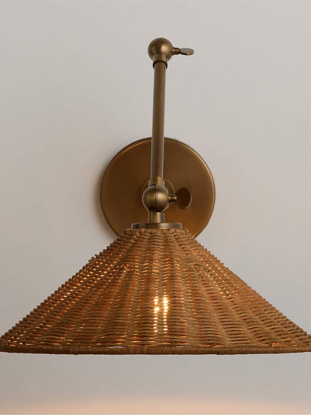 Crate&Barrel Briza Wicker Articulating Wall Sconce Light